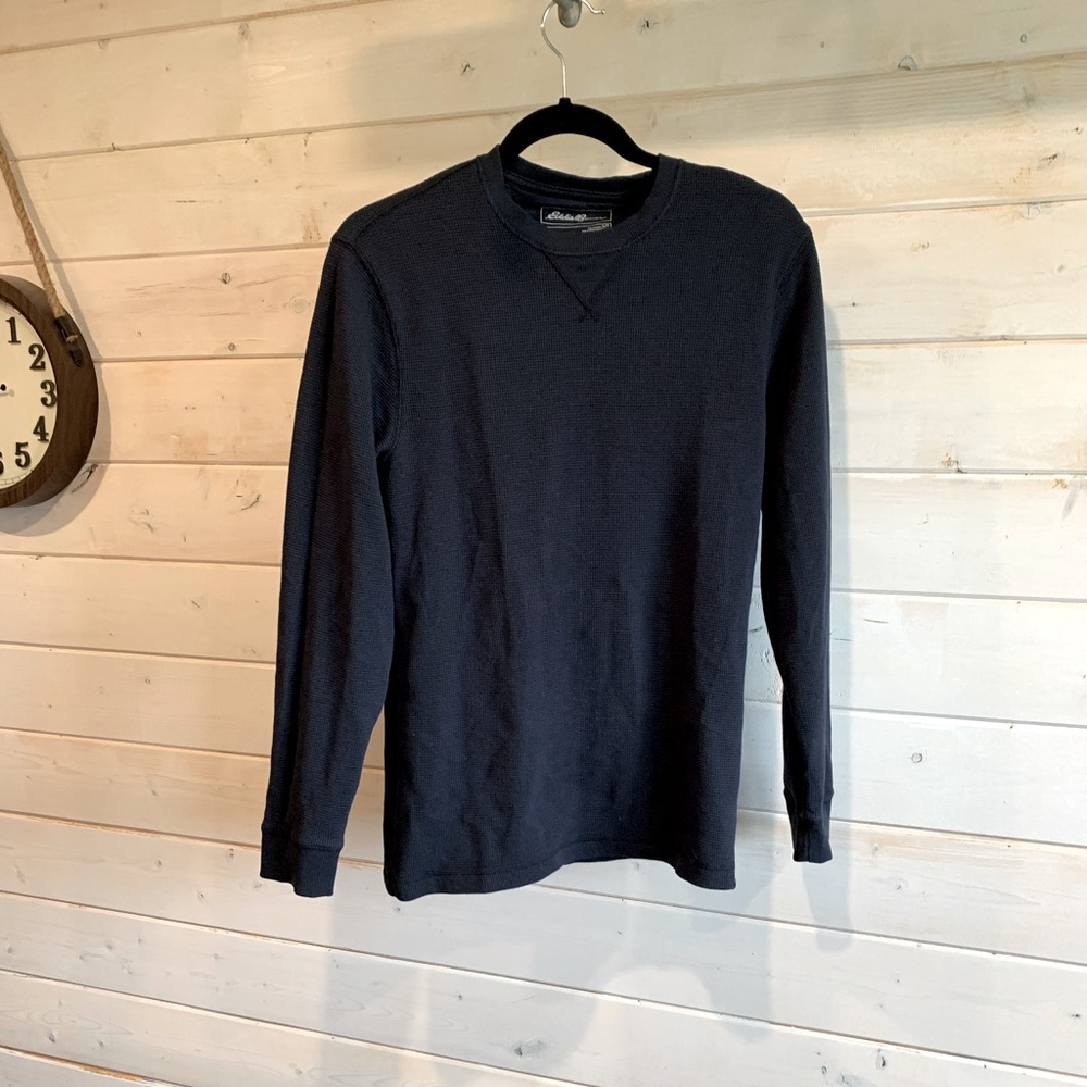 Eddie Bauer | Navy Waffle Knit Long Sleeve